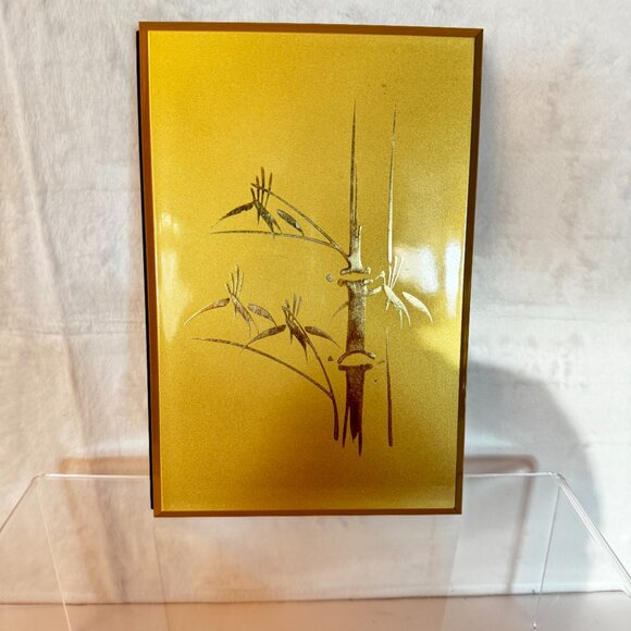 Vtg Otagiri Gold Bamboo Lacquerware Address Book Japan Unused Missing 1 page - Picture 1 of 10